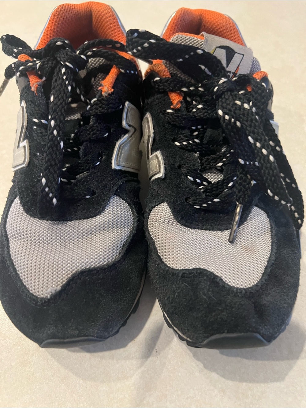 New Balance Kids Black, Gray & Orange Athletic Sneakers